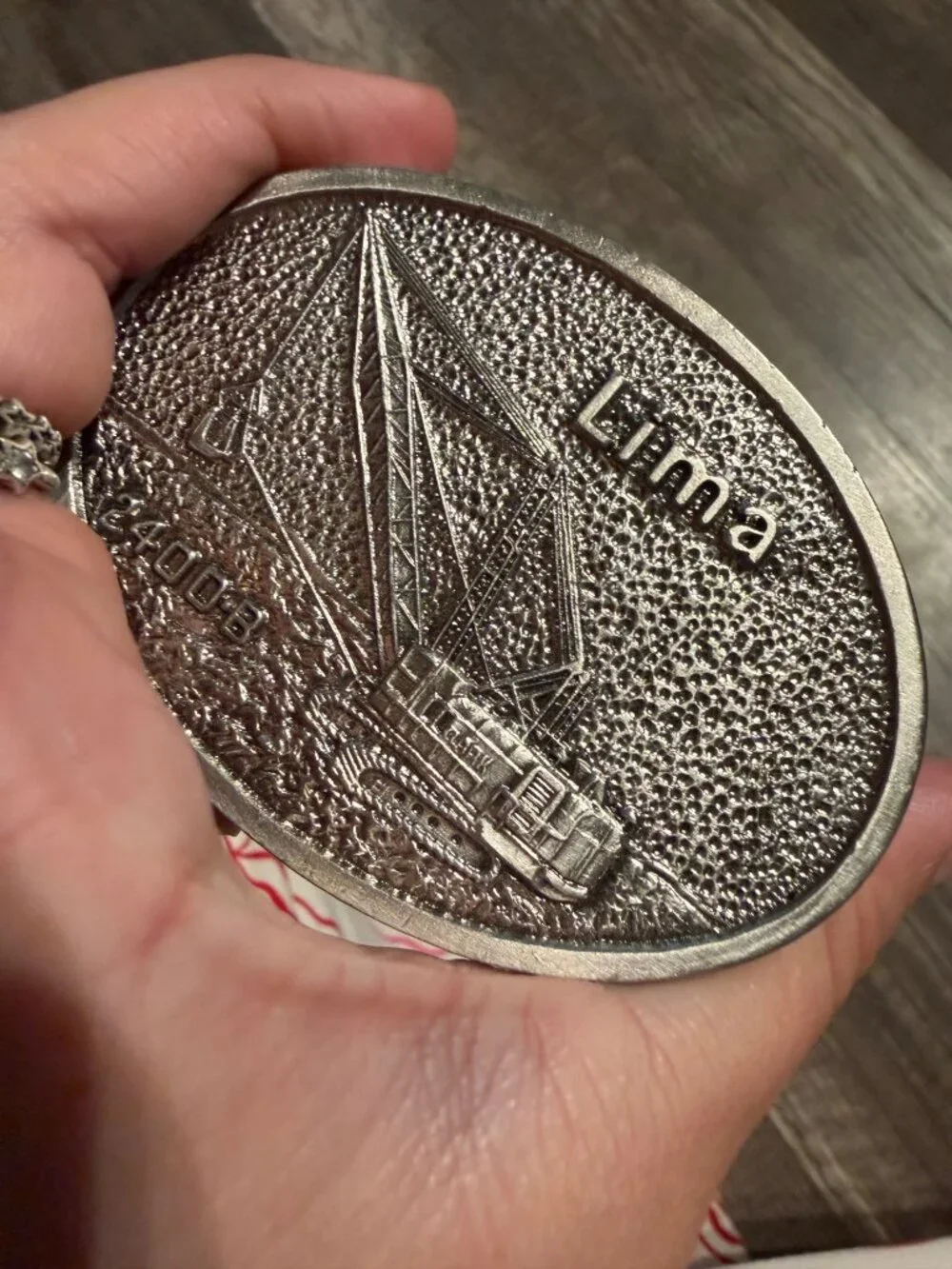 Vintage 1978 Lima 2400-B Crane Belt Buckle By Sales Guides Inc
